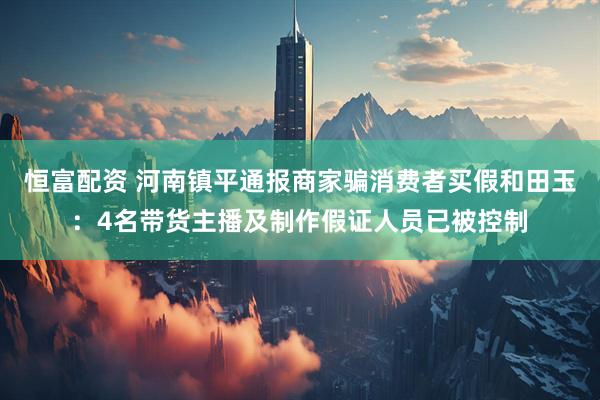 恒富配资 河南镇平通报商家骗消费者买假和田玉：4名带货主播及制作假证人员已被控制