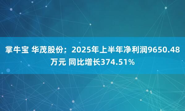 掌牛宝 华茂股份：2025年上半年净利润9650.48万元 同比增长374.51%